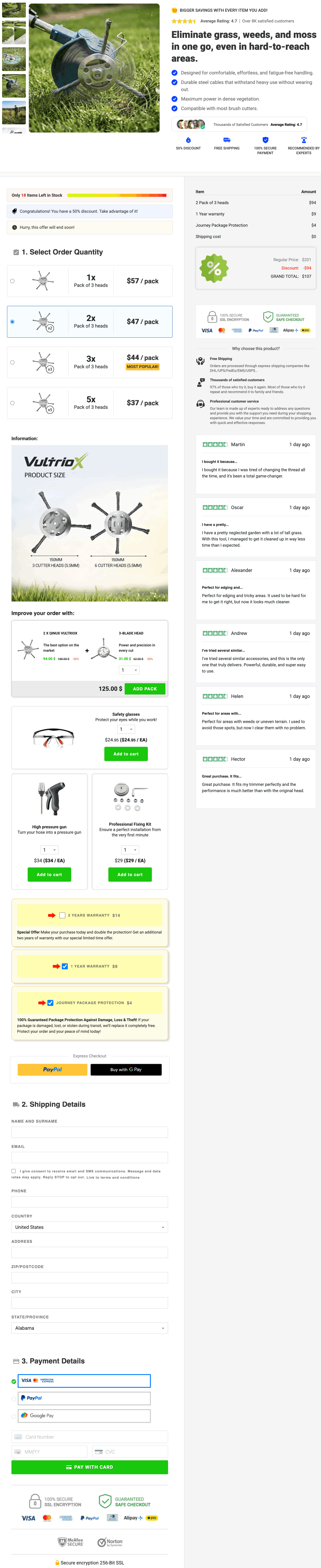 Qinux VultrioX 100% Secure Checkout page